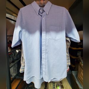 Sears Roebuck Vintage Light Blue Men's Button Down Short Sleeve Size 17 Neck USA